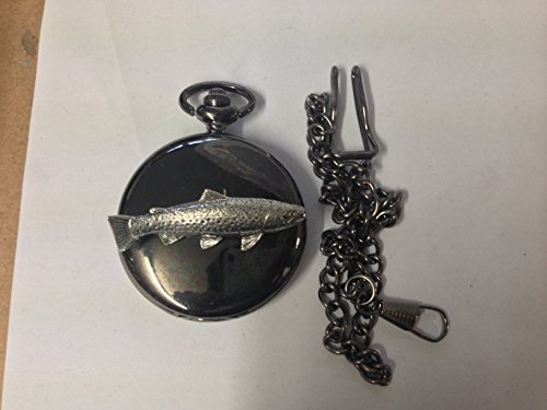 Montre de poche à quartz F44 marron truite pour homme avec boîtier poli noir