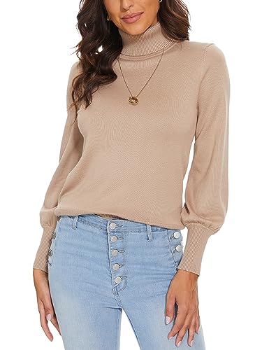 Image of Spicy Sandia Women's Turtleneck Sweaters Pullover Knit Tops | Lantern Sleeve, Basic, 2026 Fall Winter Trendy