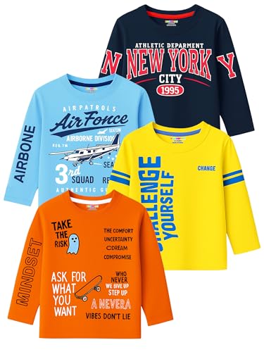 Image of Kuchipoo Boys Full Sleeves Cotton T-Shirt - Pack of 4