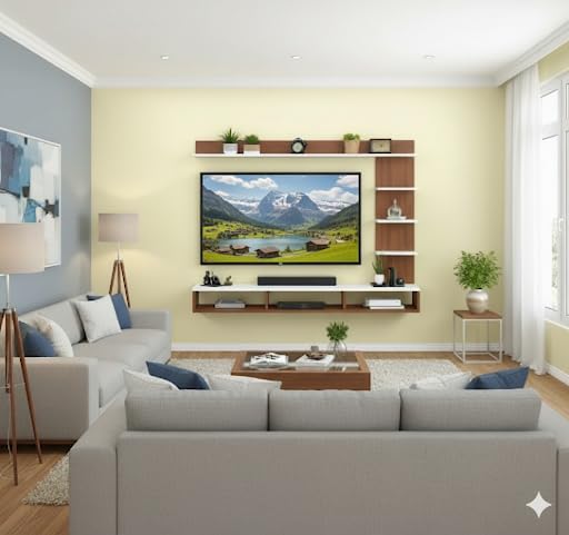 Image of Bros Moon 48 inch MDF C Shaped Wall Mounted TV,Suitable for Upto 48 inches Smart (Cabinet 2 Wenge White)