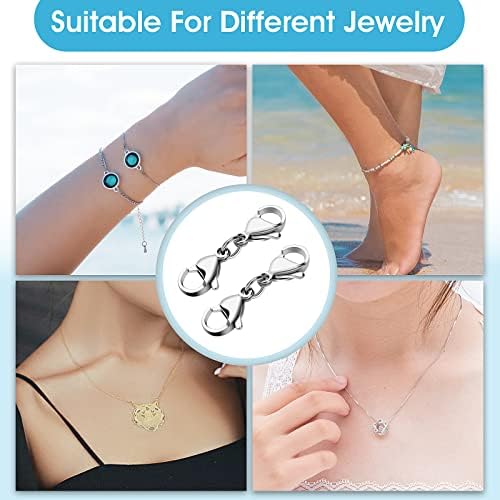 4 Pieces Silver Double Lobster Clasps Mini Bracelet Clasps Replacement Lanyard Snap Hook,Metal Lobster Claw Clasps for DIY Jewelry Making Bracelet Crafts