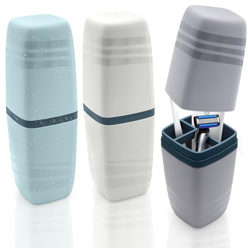 3 Stück Zahnbürsten Etui Reise 20 x 5 cm Wasserdichtes Aufbewahrungsbecher für Zahnbürsten & Zahnpasta Tragbar Kunststoff Reisezahnbürsten Box für Camping Geschäftsreise Täglichen Gebrauch