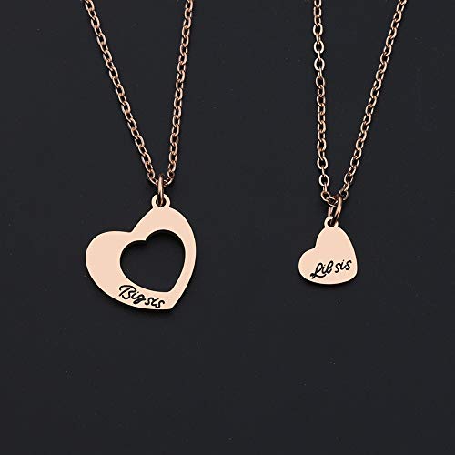KUIYAI Sis Necklace for 2 Big Sis Little Sis Heart Pendant Necklace4