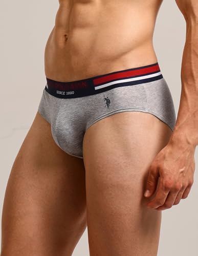 Image of U.S. Polo ASSN. Men's I006 Elasticized Waist Pure Cotton Underwear Briefs - Pack of 5