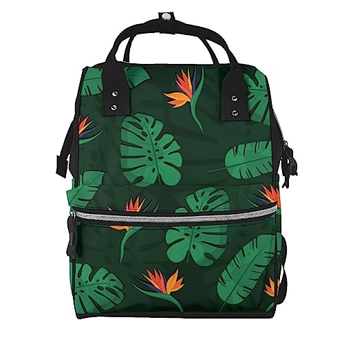 Sac à dos ordinateur portable homme femme motif feuilles tropicales oiseaux de paradis