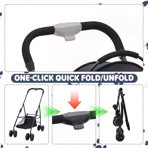 Siairo Hundewagen 3 in 1, Haustiere Buggy für mittelgroße Hunde, Faltbarer Hundebuggy bis 20kg, Haustiere Transportbox, Hundewagen mit abnehmbarem Carrier Autositz und Nahrungsmittelfach (schwarz)