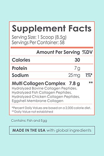 SkinnyFit Super Youth Multi-Collagen Peptide Powder Peach Mango Flavor, Hair, Skin, Nail,