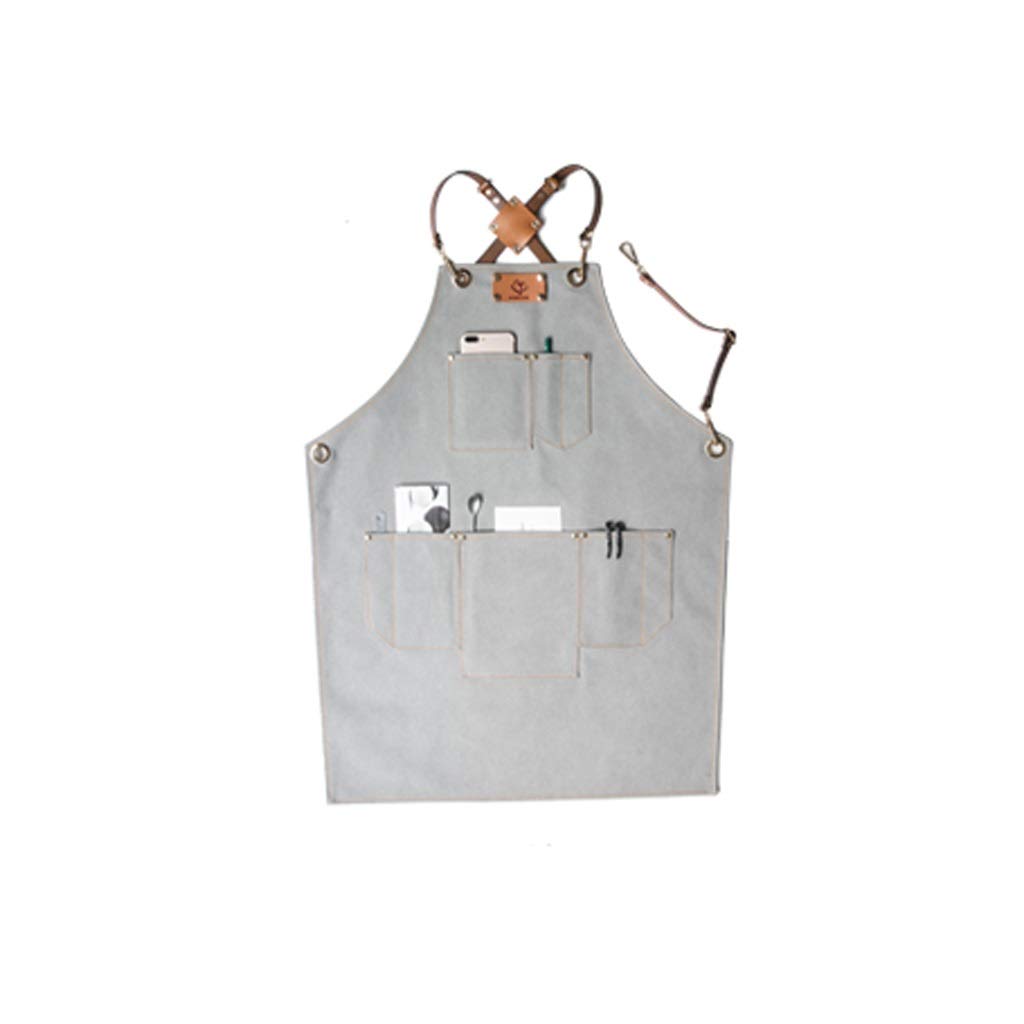 WDX- Delantal Barista Delantal Hecho a Mano Denim Overoles Floral casa Restaurante Ropa de Trabajo La Seguridad (Color : C, Size : L)