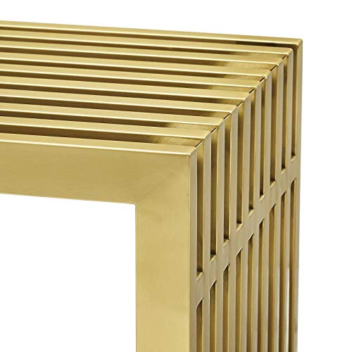 Modway Gridiron Contemporary Modern Gold Stainless Steel Large Bench, 60" #TOP6