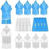 Levemolo 10 Stück Regenponchos für Erwachsene mit Kapuze Transparente PE und PVC Materialien Dickes Material Versiegelte Hosenbeine Outdoor Regenmäntel für Wandern Camping