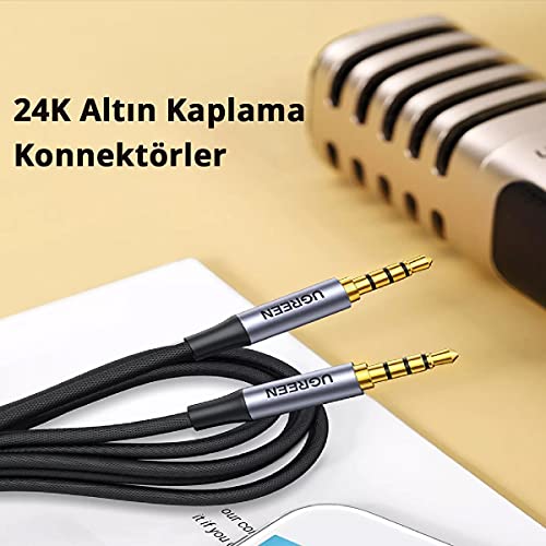 Image of Ugreen 3.5mm Hi-Fi Male to Male TRRS Aux Audio and Microphone Cable 1.5 Meter Black