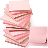 Thenshop 12 Pads Pink Sticky Notes 3''x3'', Self Stick Notes Pads Pink Office Supplies, Vintage Aesthetic School Accessories 50 Sheets/pad