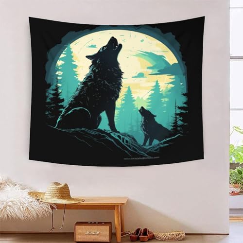 Tapisserie Loup 3D Décoration Murale Tissu Salon Chambre 180cmx230cm