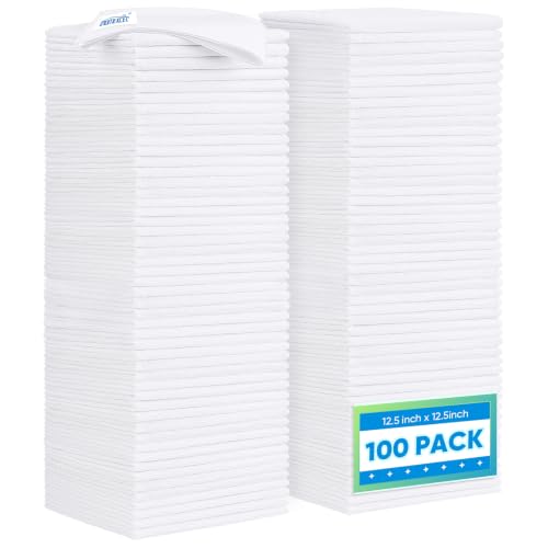 Image of HOMEXCEL White Microfiber Cleaning Cloth 100PK, Towels for Cars, 12.5x12.5 inch