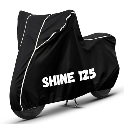 Image of Bike Cover for Shine 125 100% Waterproof, Dustproof & Scratch Resistant| Fully Bottom Elastic UV Resistant Heavy Duty Body Cover | All Weather Outdoor Use