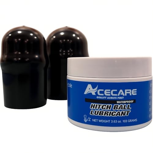ACECARE Trailer Hitch Ball Lubricant with 2 PCS of Trailer Hitch Ball Cover - Reduces Friction & Wear on Hitch Balls, King Pins, Hitch Locks | Essential Camper & Travel Trailer Accessory