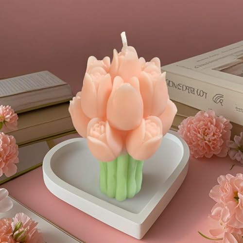 Image of Flesh - Pink Tulip Scented Candle, Premium Wax, Soothing Fragrance, Ideal Gift for Home Decor Special Occasions, Enhances Home Aesthetic