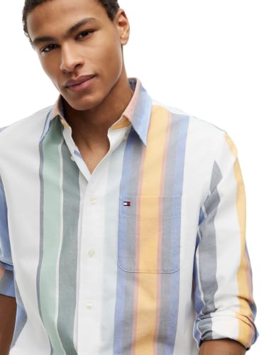 Image of Tommy Hilfiger Men's Long Sleeve Oxford Shirts in Regular Fit, Men's Button Down Shirts, Also Available in Big and Tall