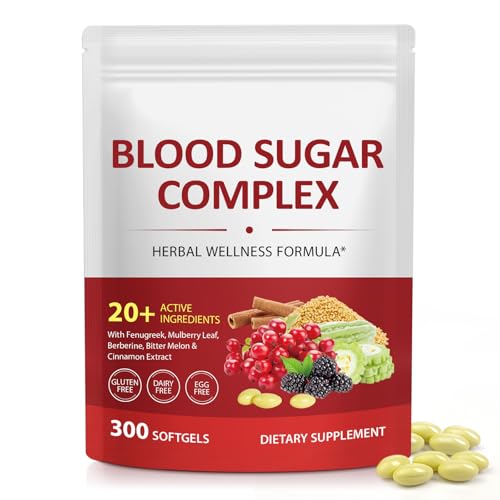 Nyloriaine Blood Sugar Complex 300 Softgels with Fenugreek Berberine & Cinnamon Supports Overall Metabolic Wellness and Daily Nutrition Herbal Wellness Formula