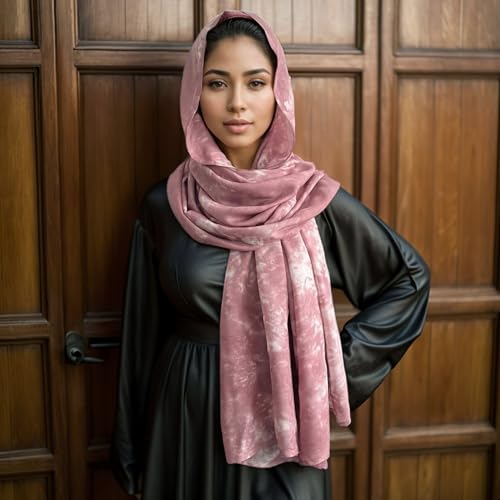 Tie Dye Printed Hijab Soft Premium Viscose Cotton Modal Scarf Muslim Turban Abaya Accesorries Women Elegant Shawl2