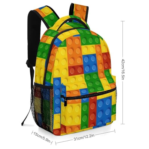 Kids Colorful Building Blocks Bricks Backpack Multifunctional Casual Daypack For College School Bookbag Travel Outwork2