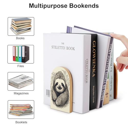 Evite la caída de libros con el sujetalibros de madera resistente universal Sloth My Spirit 4