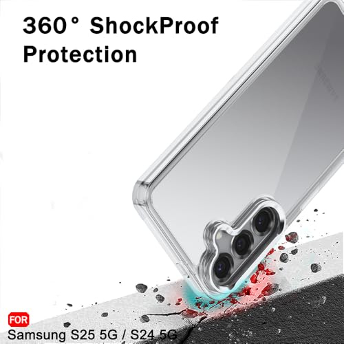 Image of TheGiftKart Hybrid Back Cover Case for Samsung Galaxy S25 / S24 5G | Built-in Stand | Shockproof Hard Back Case Cover for Samsung S25 / S24 5G (PC & TPU, Clear Back, Transparent Sides)