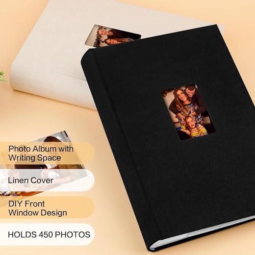 Photo Album 6x4 450 Photos with Writing Space, 6x4 Photo Album Linen Cover with Front Window - Image 2