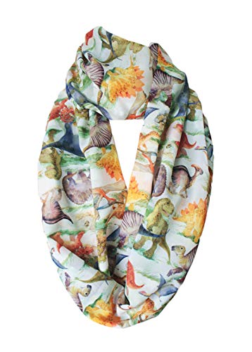 Etwoa Watercolor Dinosaurs Pattern Infinity Circle Scarf2