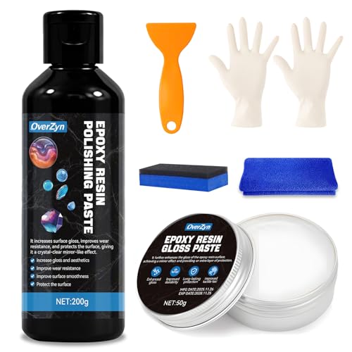 OverZyn Resin Polishing Kit Resin Sanding and Polishing Kit Epoxy resins polishings Kits Remove Scratches Achieve a Mirror Effect Restoring the Shine to Tables and Handicrafts
