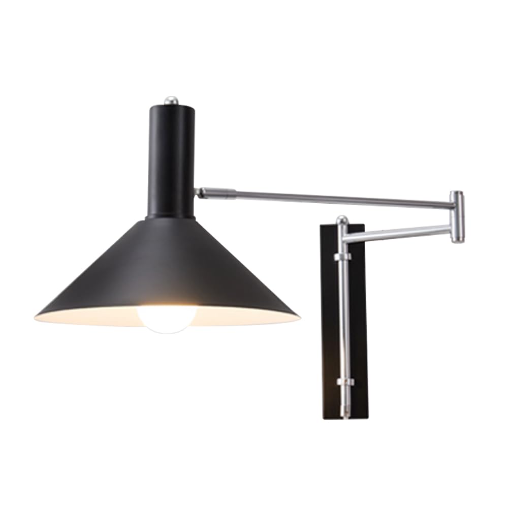 STUIJKVSZ Bauhaus Sconces Swing Arm Wall Sconce Chrome Industrial Lamp Adjustable Beside Reading Light Flexible Vintage Metal Lighting Fixture for Bedroom Living Room, E27/Wit