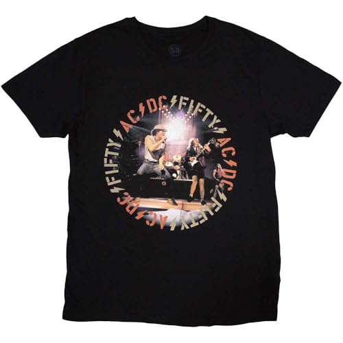 T-shirt AC/DC Fifty Years Live en coton lourd premium durable