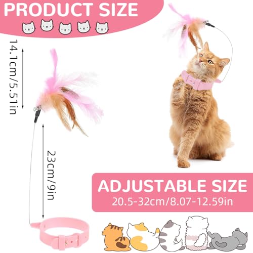 Image of Qpets Cat Toys, Cat Feather Collar with Teasing Toy, Adjustable Cat Collar Stylish Design Cat Interactive Toys, Elastic Toys for Kittens Funny Cat Playing Toys for Indoor (1Pcs, 20-32CM)