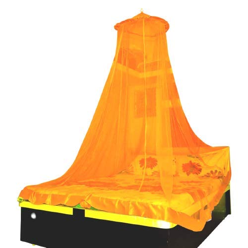 Maruti Enterprise Polyester Mosquito net Adults Portable Double Bed7*7 (Round-Canopy) Mosquito Net (Light Orange)�