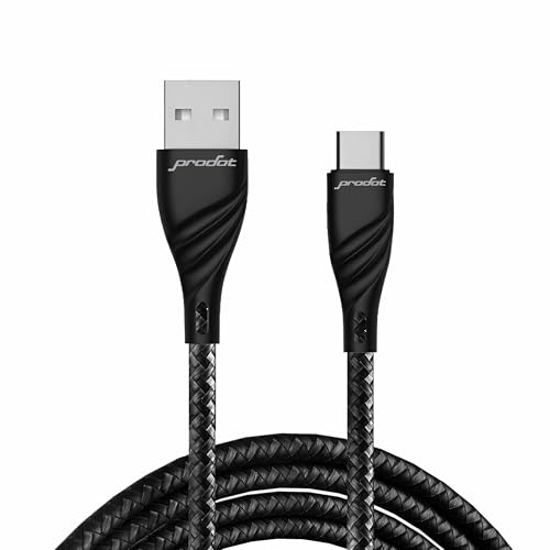 Image of ProDot Type A To C 65W Unbreakable Fast Charging Cable 3A, Premium Nylon Data Cable, 1.5 Meter, 480 Mbps Data Transfer, Quick & Rapid Charge Compatible With USB-C Devices (Black)