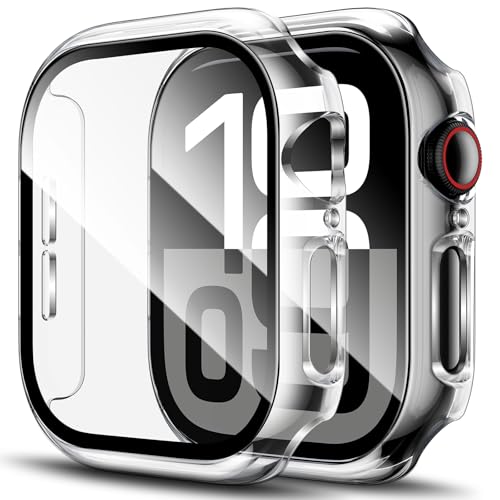 Image of LK Hard PC Case for Apple Watch Series 11 /10 46mm with Screen Protector | 2Pack Touch Sensitive Ultra-Thin Bumper Full Protective Cover Tempered Glass for iWatch 46mm, Clear