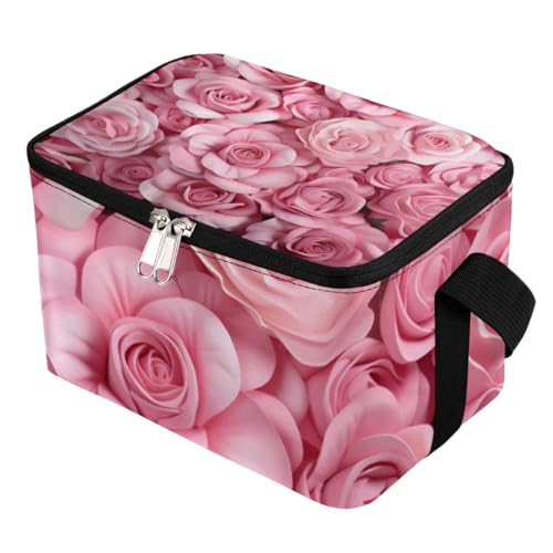 GzLeyigou Lunch Bags for Women Men 9 Cans,Blossom Flower Hot & Cold Food Delivery Bag Insulated Grocery Bag Insulated Lunch Box Pinks Rose Cooler Bag for Office Work Picnic Beach