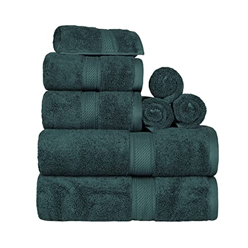 SUPERIOR Egyptian Cotton Ultra Plush & Absorbent, 8 Piece Set, Teal