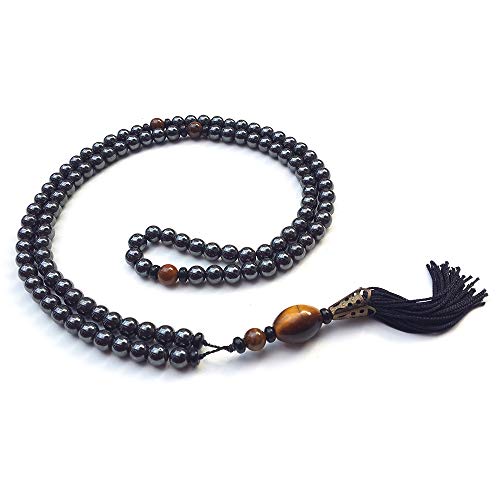 JAPAMALA 108 CONTAS HEMATITA COM OLHO DE TIGRE