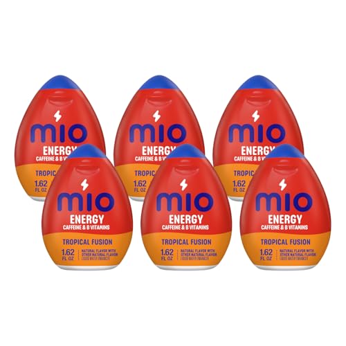 Image of MiO Energy Liquid Water Enhancer for Caffeine, Vitamins and Sugar Free Hydration Drink Mixing, Naturally Flavored Water Drops, Tropical Fusion, 1.62 Fluid Ounce (Pack of 6)