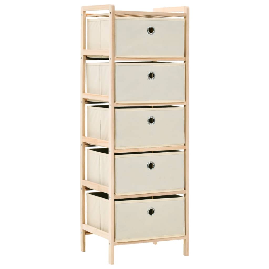 Set 2 Scaffali Portaoggetti con 5 Cesti Legno Cedro Beige | Coppia di mobili salvaspazio per ingresso o soggiorno, con cestini leggeri rimovibili per organizzare accessori.