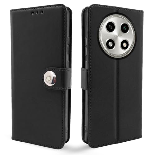 Image of Pikkme Oppo A2 Pro 5G Flip Cover Leather Finish | Inside TPU with Card Pockets | Wallet Stand and Shock Proof | Complete Protection Button Flip Case (Black)