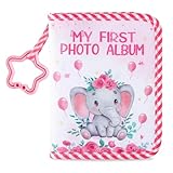 Baby's My First Family Album Soft Photo Cloth Book Pink Elephant My First Book of Photos Baby Memory Album Gift Holds 4x6 Pictures for Babies Newborn Toddler & Kids Girls Baby Shower