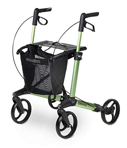 Sunrise Medical Leichtgewichtsrollator Gemino 30, max. 150 kg, zusammenfaltbar bei wenig Kraftaufwand I mit festen Unterarmauflagen und Softrädern, Sitzhöhe 62 cm Farbe: apfelgrün