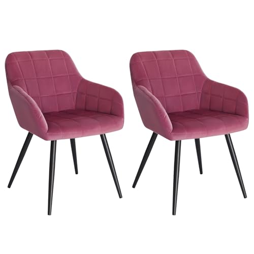 WOLTU Lot de 2 Chaise de Salle à Manger, Chaise de Cuisine rembourrée en Velours, Pied en métal,Bordeaux.