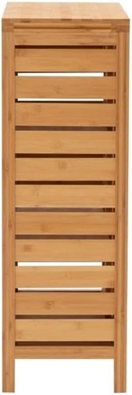 Riverbay Furniture Bamboo Floor Cabinet, 33 in H x 26 in W x 11 in D, Natural Brown, 2-Door & 3-Shelf Storage, Sturdy Bathroom Organizer, Versatile Design for Linen, Essentials, Home Use