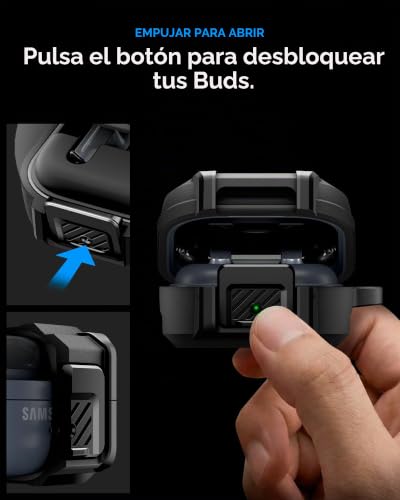 Funda Lock Fit para Galaxy Buds 4 Pro Spigen de TPU y PC anti-caídas color negro mate 3