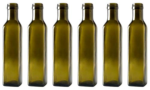 Marasca Lot de 6 bouteilles en verre Vert Base carrée Capacité 500 ml Cover