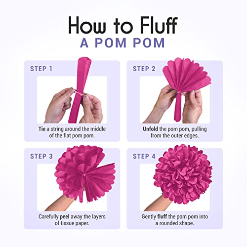 Image of EPIQUEONE Tissue Paper Pom-Poms Kit - DIY Tissue Flower & Pom Accent Decoration - Vibrant Baby & Bridal Party Colors - Reusable Party Decorations - 20 Count, Multicolor, 6 inch-14