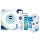NIVEA The Gift of Care Geschenkset, Geschenk für Frauen, Geschenkbox mit Tagespflege (50 ml), Waschgel (150 ml), Gesichtsmaske (15 ml), Body Lotion (400 ml), Duschgel (250 ml) & Labello LSF 15 (4,8 g)